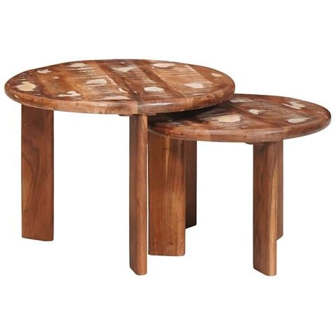 Tavoli da Caffè Nido 2 pcs Multicolore Legno massello riciclato - Foto 2