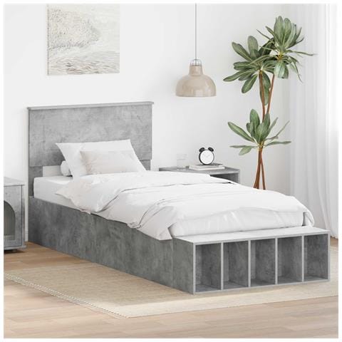 Struttura del letto con lo scaffale Grigio cemento 90 x 190 cm - Foto 2