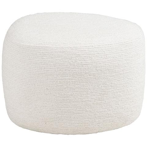 Hilo - Pouf In Chenille Bianco Panna 55x40x39 Cm - Foto 1