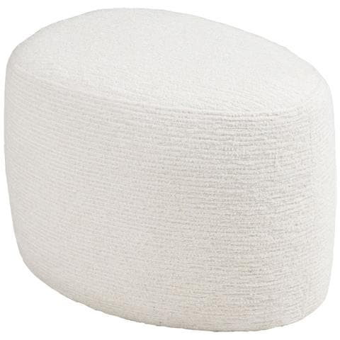 Hilo - Pouf In Chenille Bianco Panna 55x40x39 Cm - Foto 2