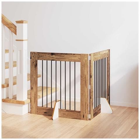 Cancello per cani con supporti 2 pcs Legno antico 80 x 80 cm - Foto 2