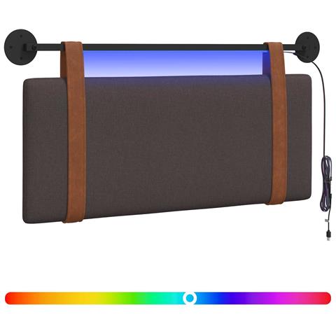 Testiera sospesa Con luce LED Marrone Scuro PU Antico - Foto 1