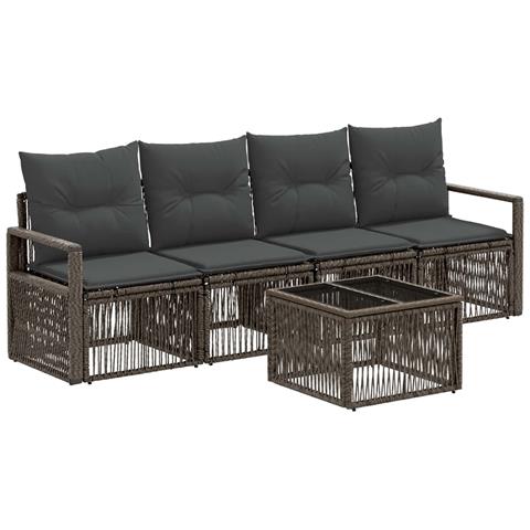 Set Divano da Giardino 5 pcs Grigio polyrattan - Foto 1