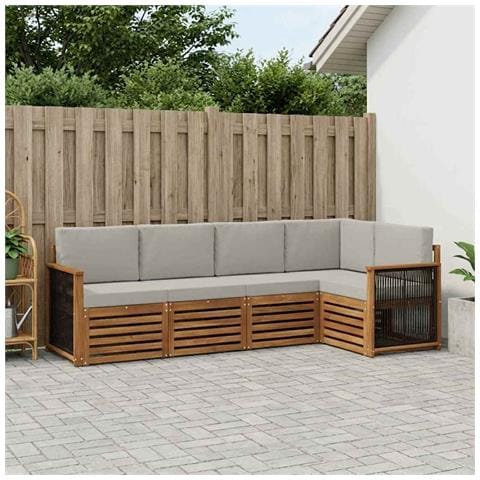 Set divano sezionale con cuscino 4 pcs Naturale e Grigio Chiaro - Foto 2