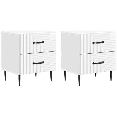 Armadio da Notte 2 pcs Bianco Lucido 43 x 34,5 x 47,5 cm - Foto 1