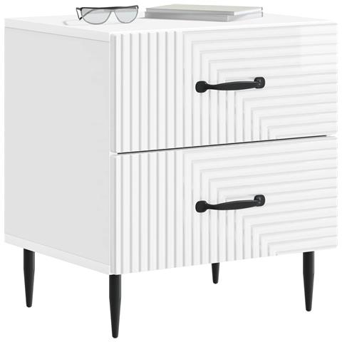 Armadio da Notte 2 pcs Bianco Lucido 43 x 34,5 x 47,5 cm - Foto 2