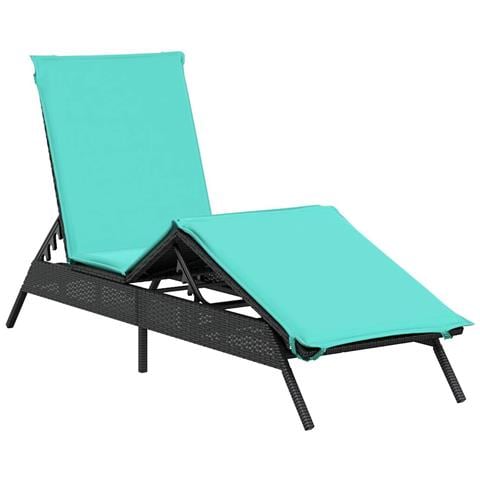 Lettino prendisole con Cuscino in Polyrattan Nero - Foto 1