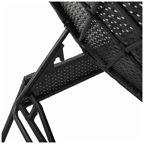 Lettino prendisole con Cuscino in Polyrattan Nero - Foto 9
