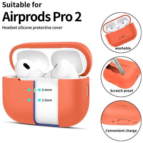 Custodia In Silicone Per Apple Airpods Pro 1 / 2“ - Arancione - Foto 2