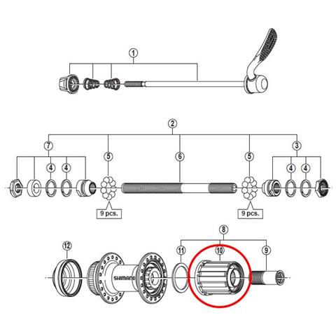 Pignoni Shimano Core Cassette Fh-rm66 Ricambi Dei Componenti 173 Mm - Foto 1