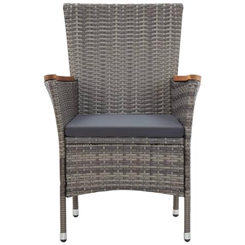 Set Da Pranzo Da Giardino 5 Pz Con Cuscini In Polyrattan Grigio - Foto 2