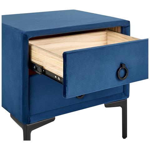 Comodino Con 2 Cassetti In Velluto Blu Sezanne - Foto 13