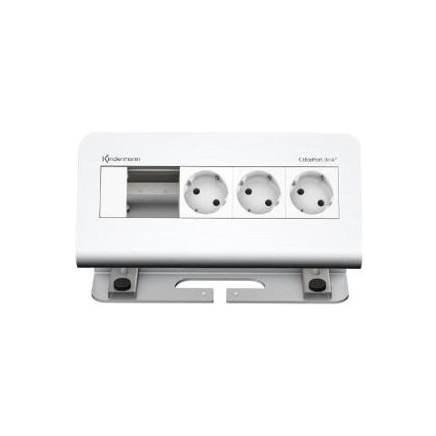 Cableport Desk 4-fold - Steckdosengehuse - Oberflche Montierbar - Spannungsversorgung X 3 - Eloxiertes Aluminium (7430000053)  - Foto 2