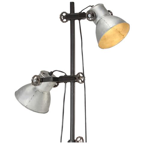 Lampada da Pavimento con 2 Paralumi Argento E27 in Ghisa - Foto 10