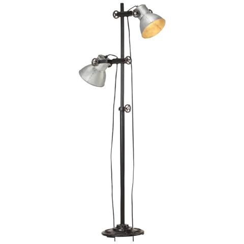 Lampada da Pavimento con 2 Paralumi Argento E27 in Ghisa - Foto 1