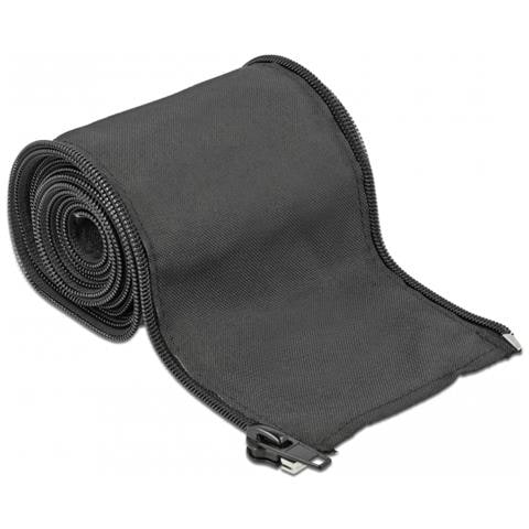 Manicotto intrecciato con cerniera lampo 2 m x 35 mm nero - Foto 1