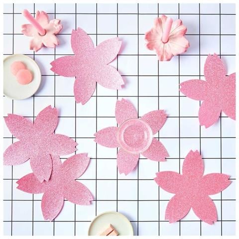 6 Sottobicchieri Grandi Fiore Di Ciliegio, Rosa - Foto 1