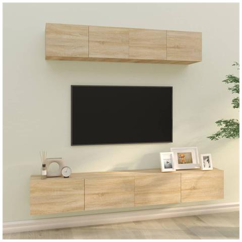 Set Di Mobili Porta Tv 4 Pz Rovere Sonoma In Legno Multistrato - Foto 12
