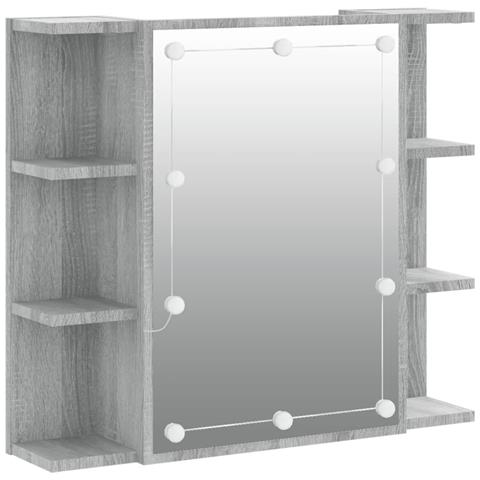 Mobile A Specchio Con Led Grigio Sonoma 70x16,5x60 Cm - Foto 1