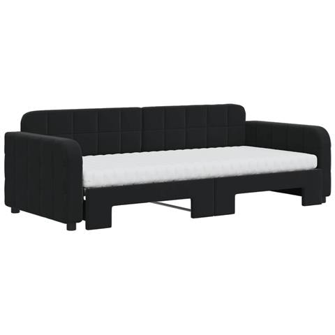 Divano Letto Estraibile Con Materassi Nero 90x200 Cm Velluto - Foto 2