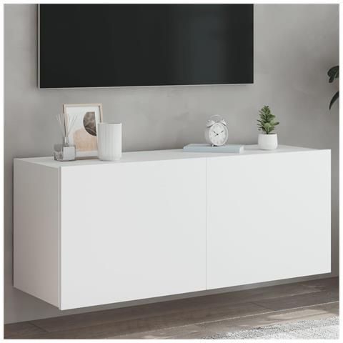 Mobile Tv A Parete Con Luci Led Bianco 100x35x41 Cm - Foto 1
