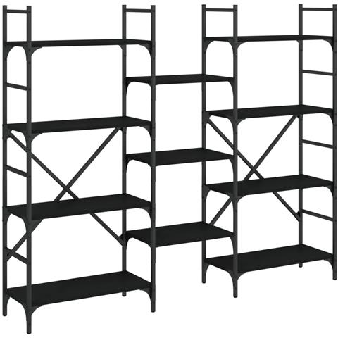 Libreria Nera 160x28,5x136,5 Cm In Legno Multistrato - Foto 2