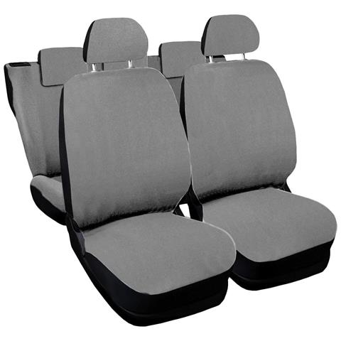 Coprisedili Per Auto Universali, Made In Italy, Set Fodere Protezione Sedili Anteriori E Posteriori, Schienale Dietro Con 2 Zip, Copertura Adattabile Colore Grigio Chiaro - Foto 1