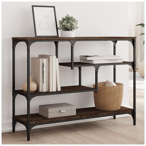 Tavolino Consolle Rovere Marrone 100x30x75 Cm Legno Multistrato - Foto 1