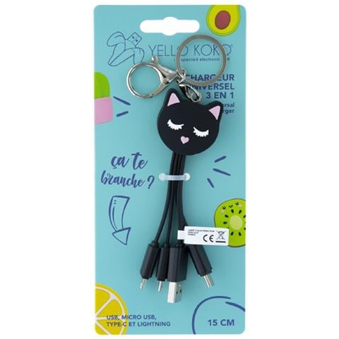 Cavo Usb A/micro Usb 3 In 1 E Usb C E Lightning Da 0,15 M Cat, Nero - Foto 2