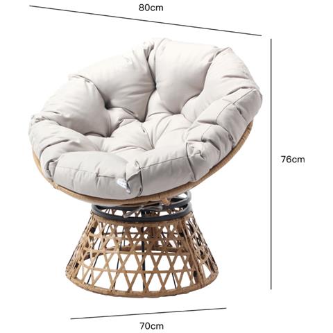 Papasan Poltrona Effetto Rattan Con Cuscino - Foto 2