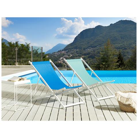 Sedia A Sdraio Alluminio Turchese E Bianco Locri Ii - Foto 1