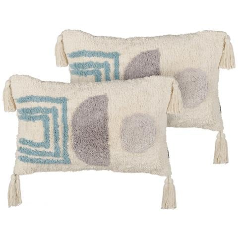 Set Di 2 Cuscini Cassiope Cotone 30 X 50 Cm Astratto Trapuntato Bianco - Foto 2