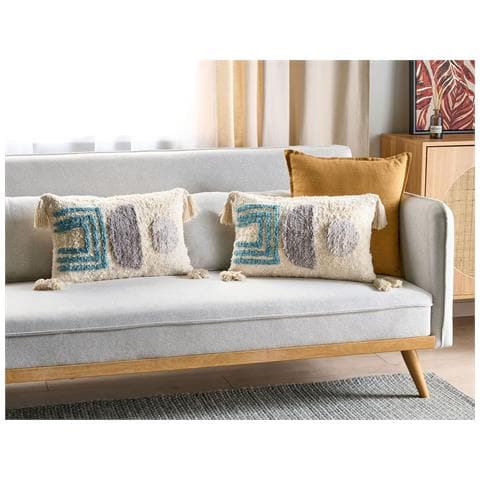 Set Di 2 Cuscini Cassiope Cotone 30 X 50 Cm Astratto Trapuntato Bianco - Foto 1