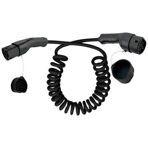 Cavo per caricabatterie per auto EV a spirale 22kW Tipo2, trifase, 5m - Foto 1