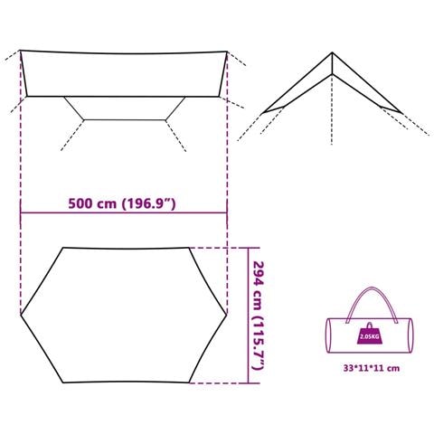 Telone da Campeggio Verde 500x294 cm Impermeabile - Foto 11