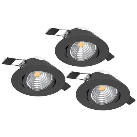 Faretto Ad Incasso Moderno Saliceto In Alluminio Nero 3 Luci Led 6w 2700k - Foto 1