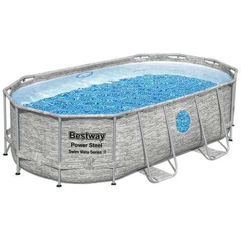 Piscina Power Steel Swim Vista Series Ii Ovale Effetto Marmo Con Oblò 56714 - Foto 2