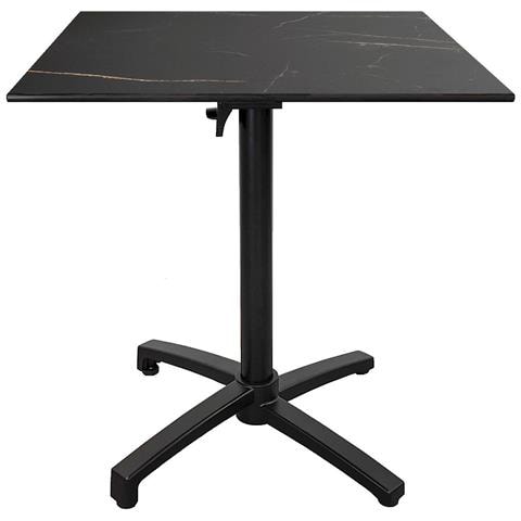 Tavolo Da Terrazza Pieghevole In Compact Hpl Decoro Marmo Fuoco 70 X 70 - Foto 1