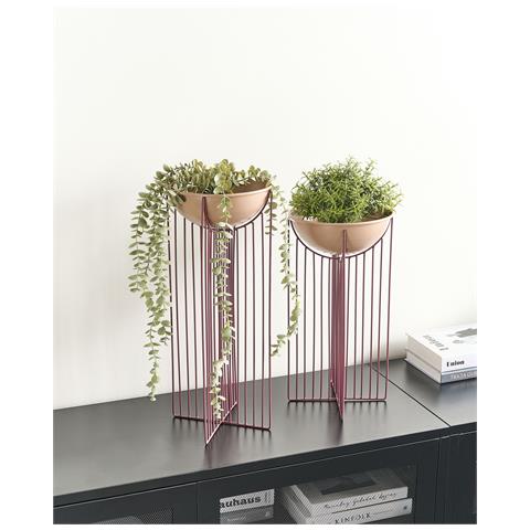 Set Di 2 Vasi Rialzati Per Piante Ficaria Metallo 22 Cm Rosa - Foto 1