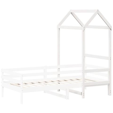 Tetto Letto Bambini Bianco 118x70x176,5 Cm Legno Massello Pino - Foto 3