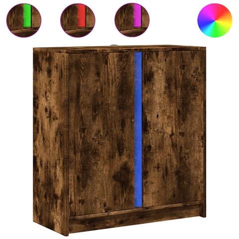 Credenza Con Led Rovere Fumo 77x34x85 Cm In Legno Multistrato - Foto 2