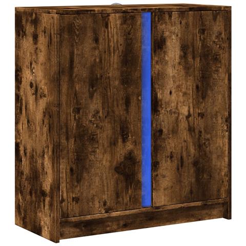 Credenza Con Led Rovere Fumo 77x34x85 Cm In Legno Multistrato - Foto 3