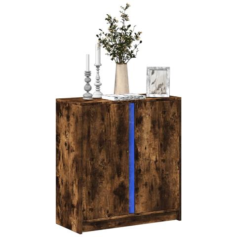 Credenza Con Led Rovere Fumo 77x34x85 Cm In Legno Multistrato - Foto 1