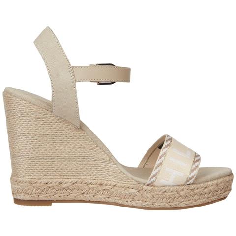 Seasonal Webbing Wedge Sandals Sandali Pelle Scarpe Donna Verde Eu 40, Fw0fw07088 Rbt - Foto 3