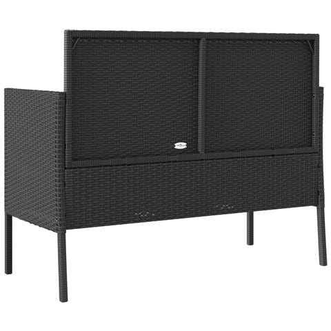 Panca da Giardino con Cuscini Nera in Polyrattan - Foto 2