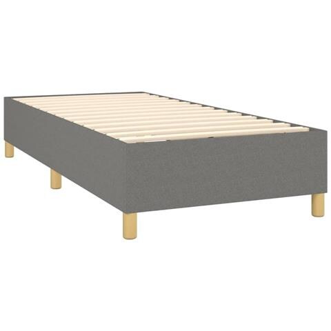 Letto a Molle Materasso e LED Grigio Scuro 90x190 cm in Tessuto - Foto 2