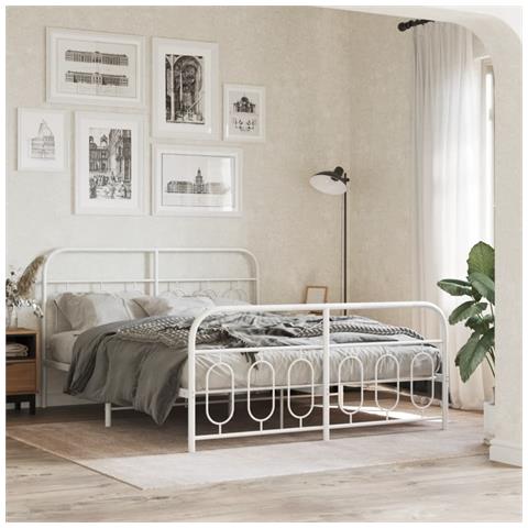 Giroletto Con Testiera E Pediera Metallo Bianco 150x200 Cm - Foto 1