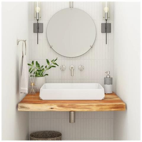 Piano Bagno 60x60x2,5 Cm Quadrato Legno Massello Di Acacia - Foto 1