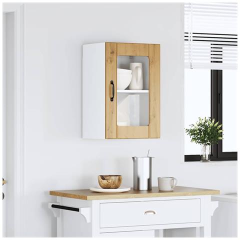 Pensile Da Cucina Con Porta In Vetro Lucca Rovere Artigianale - Foto 3