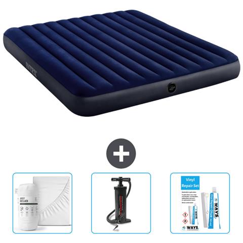 Set Materassino Gonfiabile - 203x183x25 Cm - Blu - Include Accessori Coordinati Cb3 - Foto 1